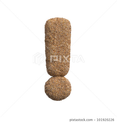 Sand exclamation point - 3d beach symbol - Holidays, travel or ocean concepts 101920226