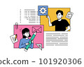 Vector illustration of web programming, coding, seo, internet security. Creative concept for web banner, social media banner, business presentation, marketing material. 101920306