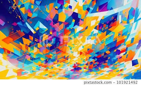 塗鴉藝術風格中帶有幾何圖案的彩色壁紙 101921492