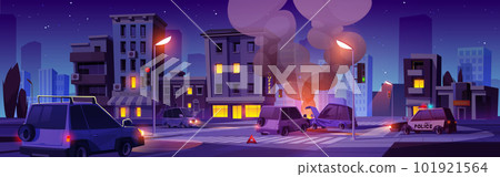 Car accident city road, drive crash illustration 101921564