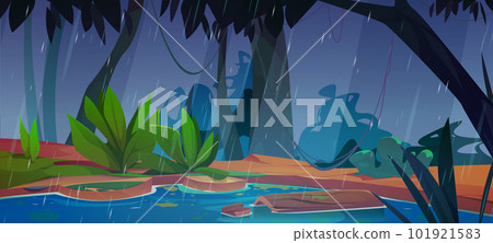 Swamp in jungle forest vector game background 101921583