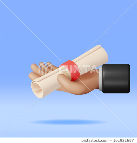 3D Diploma Paper Scroll in Hand 101921697