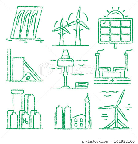 Set of renewable energy hand drawn icons - Stock Illustration ...