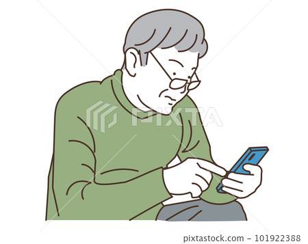 Elderly man operating a smartphone 101922388