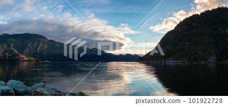Ocean Inlet with Rocky Mountains in Canadian Landscape. Nature Background. 101922728