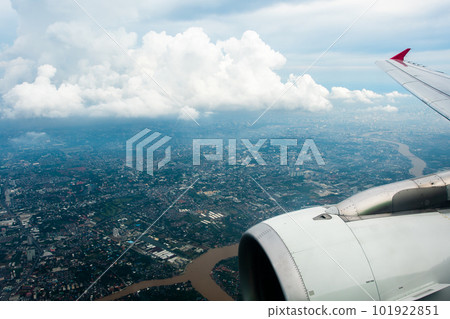 blue sky with the clouds from the plane view 101922851