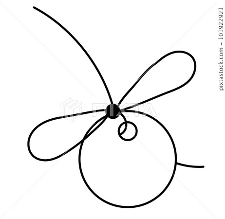 Bow with circle label tag for gift ribbon string vector silhouette icon. 101922921