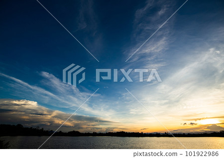 colorful dramatic sky with cloud at sunset. 101922986