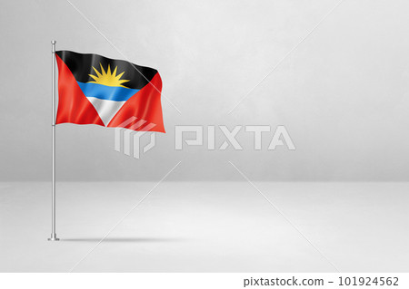 Antigua and Barbuda flag isolated on white concrete wall 101924562