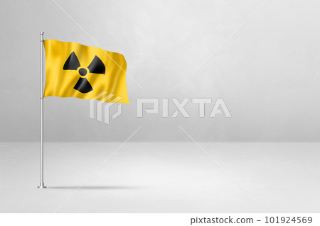 radioactive nuclear symbol flag isolated on white 101924569