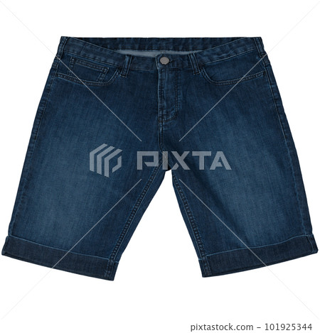 Blue jeans shorts for men isolated on white. Front Blue jeans shorts for men isolated on white. Front 101925344