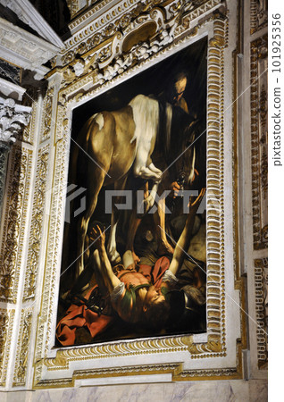 Caravaggio and Carracci paintings in Cerasi Chapel. Basilica of Santa Maria del Popolo 101925356