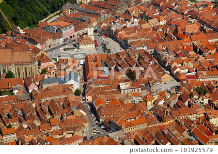 Aerial view of the Council square of Brasov city, Romania 101925579