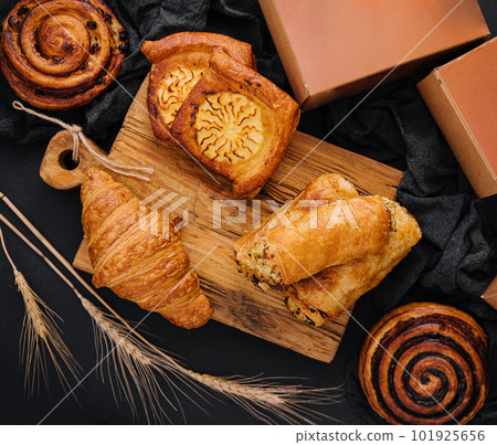 different pastries with boxes for delivery different pastries with boxes for delivery 101925656