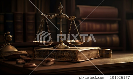 Balance and law book, image of law: AI work 101926177
