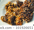 Baked wild honey comb with larva. 101926651