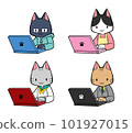 Cat people using a laptop 01 101927015