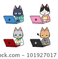 Cat people using a laptop 02 101927017