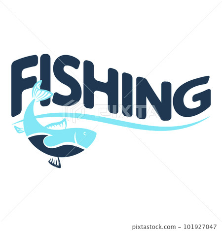 Fish silhouette fishing rod and inscription fishing 101927047