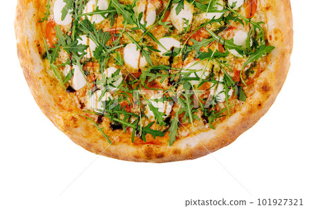 Italian pizza with arugula isolated on white 101927321
