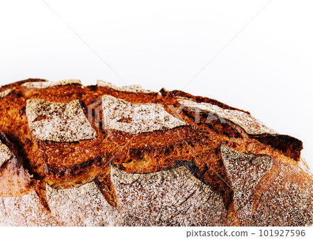 Traditional round rye bread isolated on white background 101927596