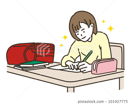 正在學習的小學女生 正在學習的小學女生 101927775