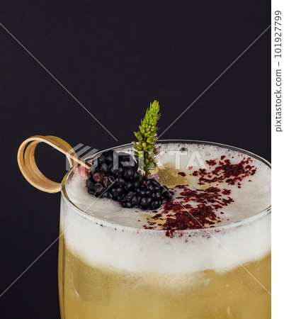 Fruit and herbal cold drink on black 101927799