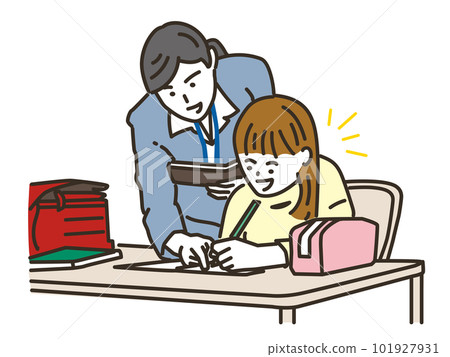 在課堂上學習的小學女生和老師 101927931