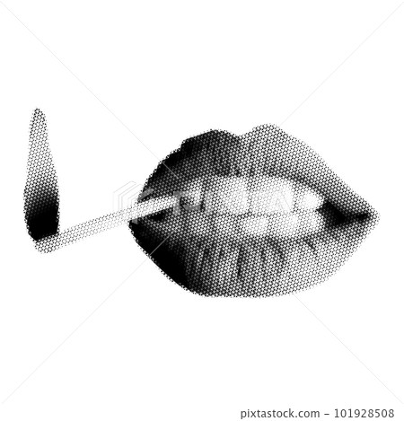 Mouth collage. Design lips in trendy dotted pop art style. Retro halftone effect. Vector illustration with vintage grunge punk cutout element. 101928508