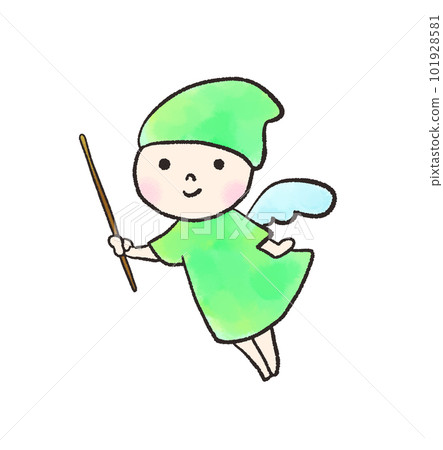 手繪綠衣仙女插畫 101928581