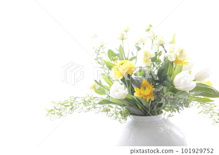 白色背景中花瓶中的春花 101929752