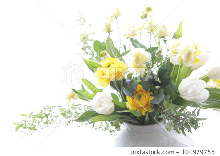 白色背景中花瓶中的春花 101929753