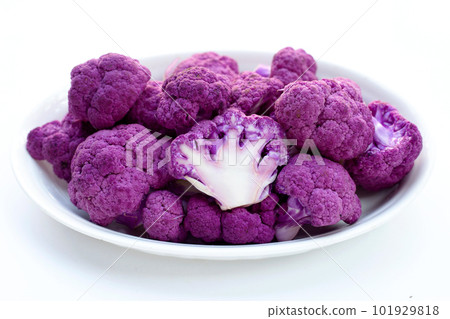 Purple cauliflower on white background. Purple cauliflower on white background. 101929818
