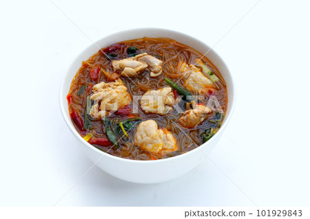 Spicy chicken soup with vermicelli or glass noodle Spicy chicken soup with vermicelli or glass noodle 101929843