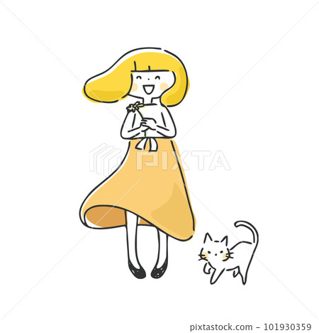 拿著一朵花微笑的女孩 101930359