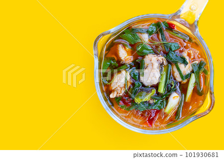 Spicy chicken soup with vermicelli or glass noodle 101930681