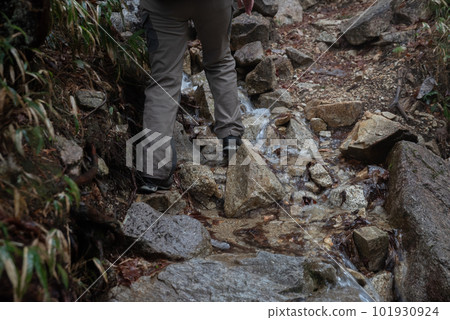 Walk along a mountain trail with spring water Walk along a mountain trail with spring water 101930924