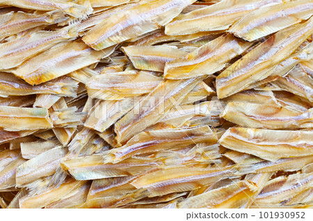 Dried anchovy. Close up, Top view Dried anchovy. Close up, Top view 101930952