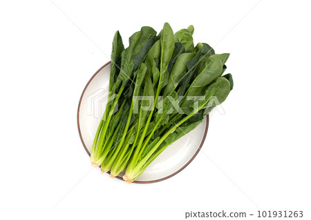 Fresh spinach on white background Fresh spinach on white background 101931263
