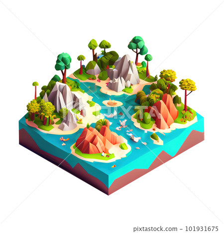 Isometric island landscape isolated on white background 101931675