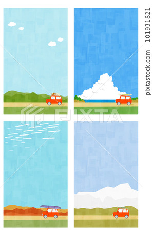 一輛滿載行李旅行的汽車和風景背景垂直位置設置 101931821