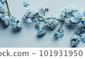 Forget-me-nots in bloom. Copy space. Generative AI. 101931950