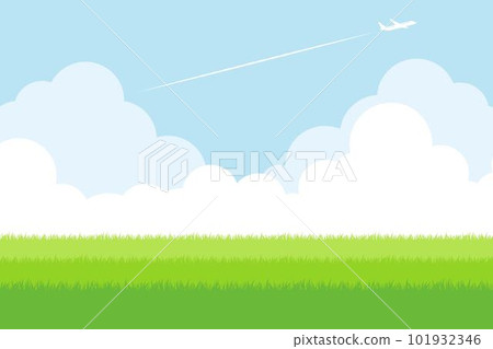 Deep meadow, sky and contrail 101932346