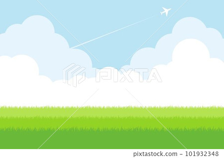 Deep meadow, sky and contrail 101932348