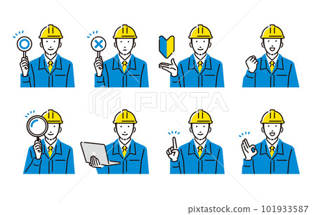 戴頭盔男套裝工作服 101933587