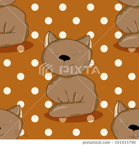 Seamless pattern with cute kitten print. Different scandy cats on color background. Scandinavian style illustration for kids. Vector illustration for fabric, textile, wallpaper, home clothing, pajama 101933790