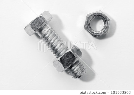 Bolt and nut isolated on white background 101933803