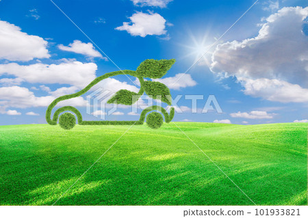 Electric Vehicle Concept in Green Environment Concept. Reduce CO2 emissions to limit climate change and global warming. Low greenhouse gas levels, decarbonize, net zero carbon dioxide footprint. 101933821