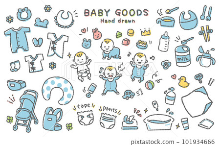 可愛手繪嬰兒用品男孩 101934666