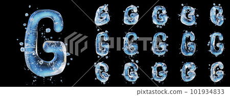 Water splashes letter isolated on white background. Abstract liquid font. Water splashes letter isolated on white background. Abstract liquid font. 101934833